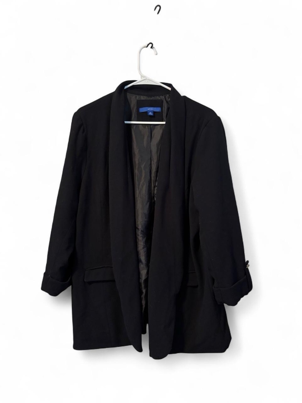 Black Plus Size XXL Blazer Jacket with Rolled Sleeves